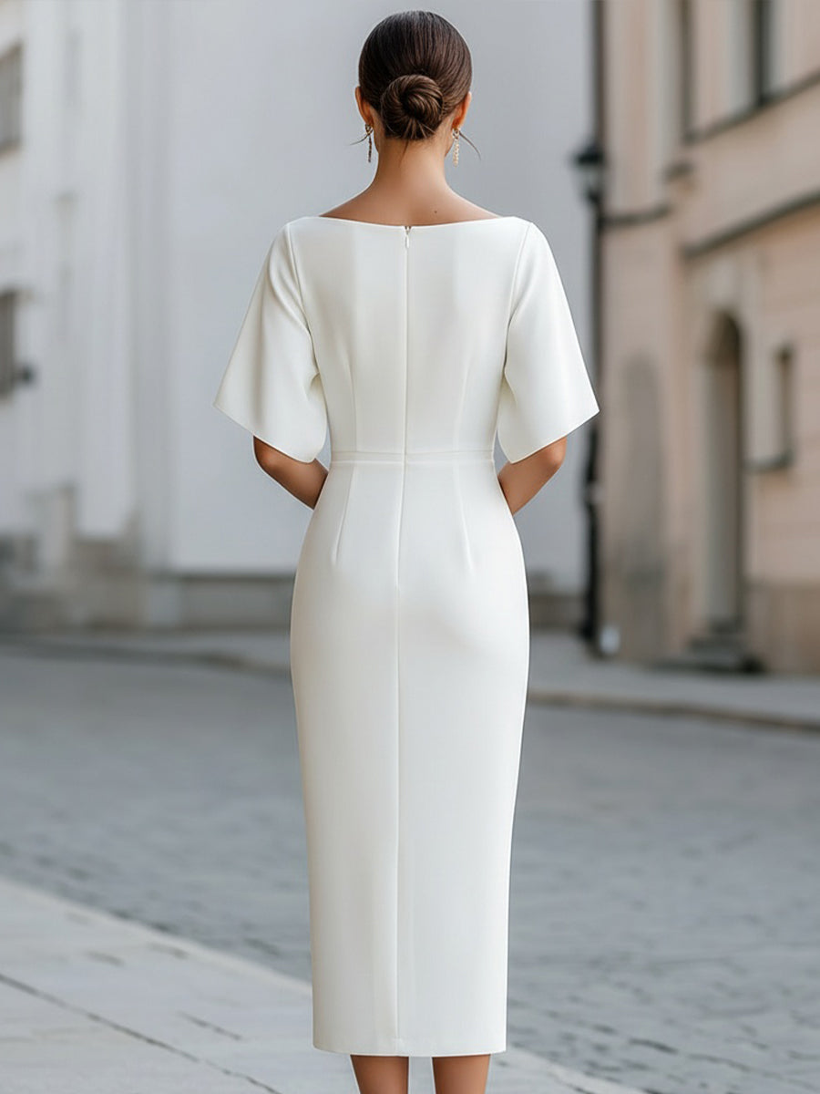 Vestido midi blanco VALERISE - look completo