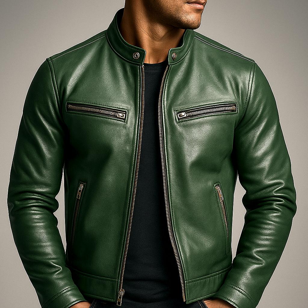 Chaqueta efecto piel Guido — detalle del acabado