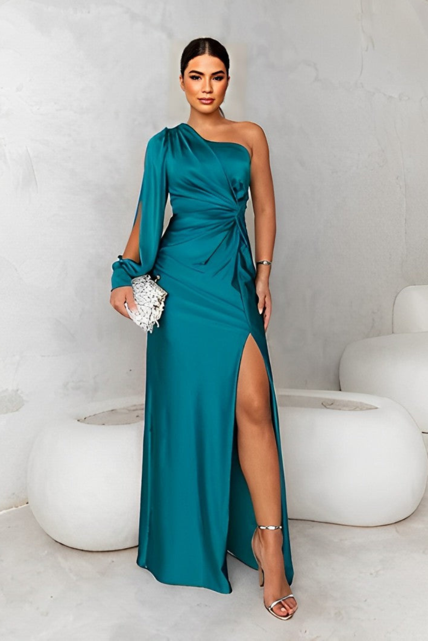 Vestido midi ALDONA en turquesa
