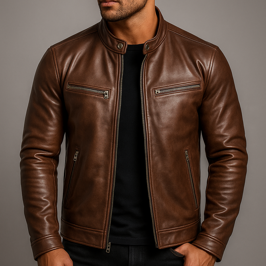 Chaqueta efecto piel vintage - vista lateral