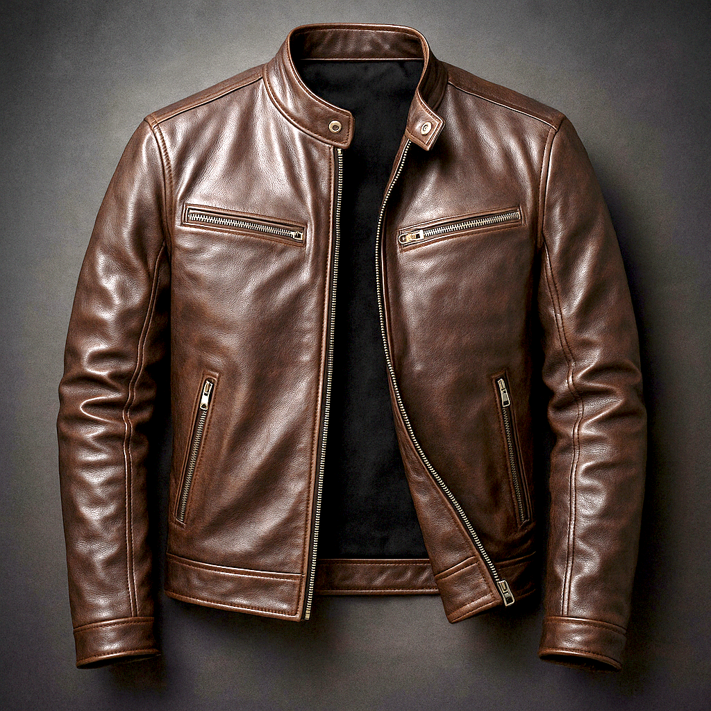 Chaqueta efecto piel vintage para hombre