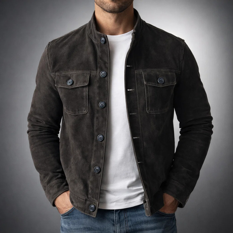 Bomber de ante negro para hombre