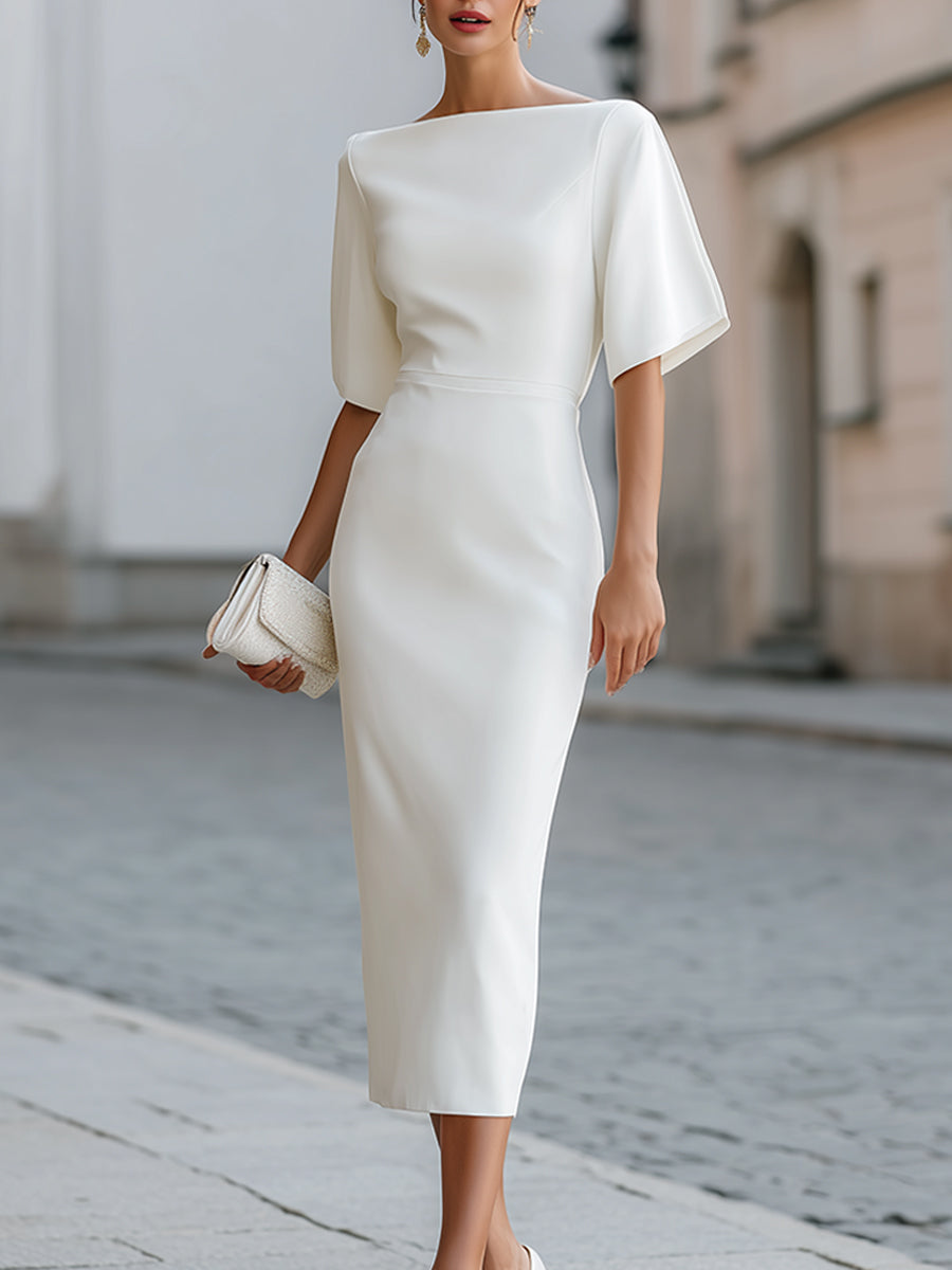 Vestido midi blanco VALERISE - detalle