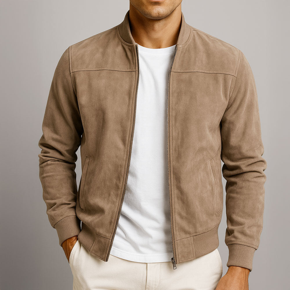 Chaqueta de ante con botones para hombre