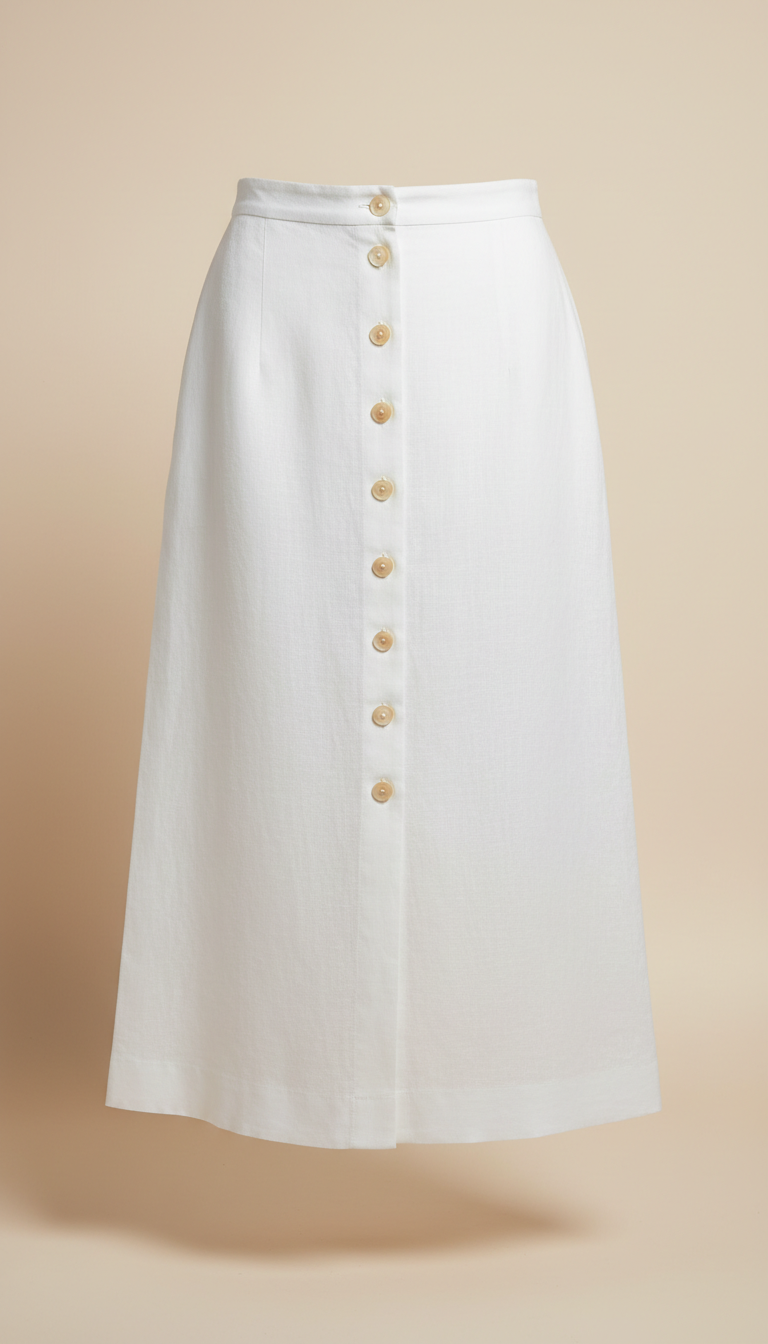 Falda larga de lino Apolo Milano blanco