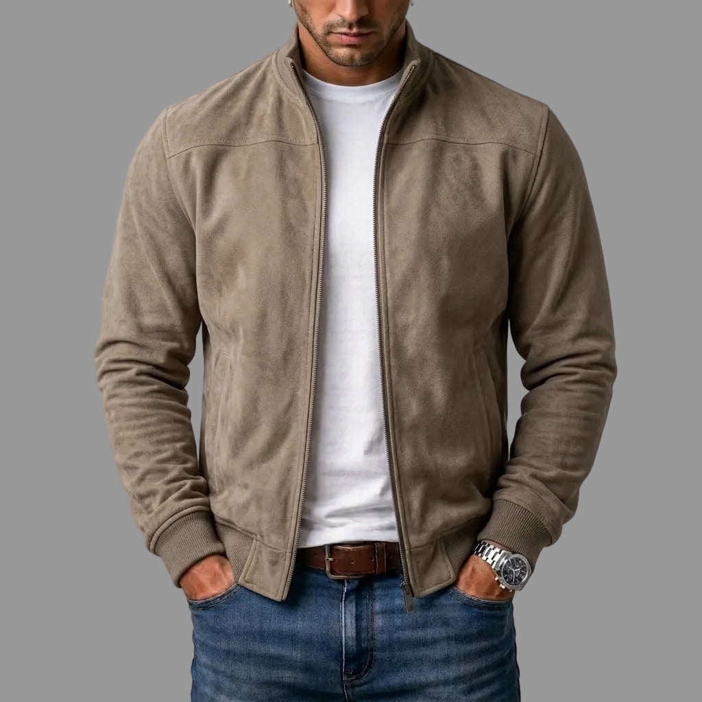 Bomber de ante caqui para hombre
