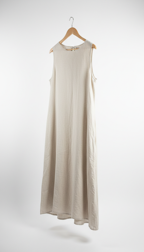 Vestido largo de lino Apolo Milano marfil