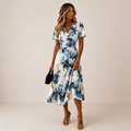 Vestido midi ELARA con estampado floral acuarela