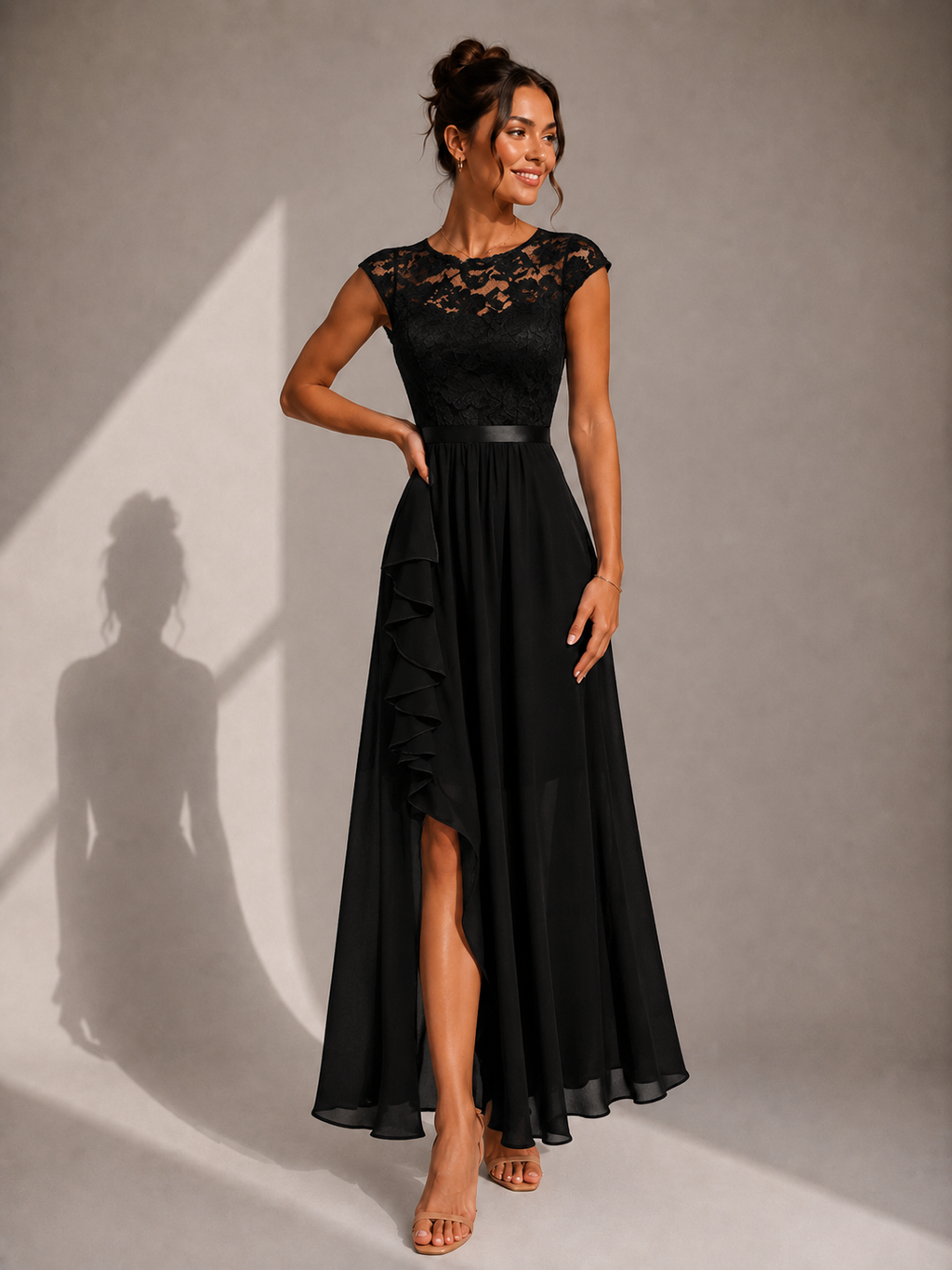 Vestido largo ROSA en negro