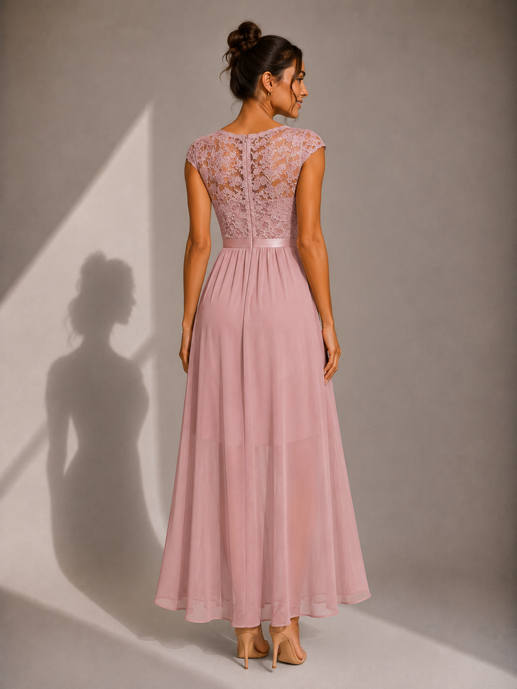 Vestido largo ROSA en rosa - detalle