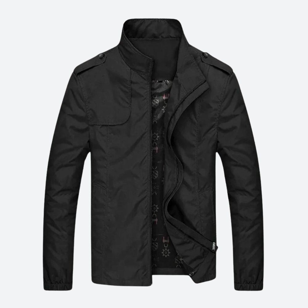 Chaqueta militar ligera negra para hombre
