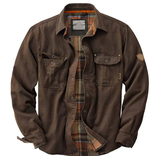 Sobrecamisa de algodón marrón oscuro para hombre