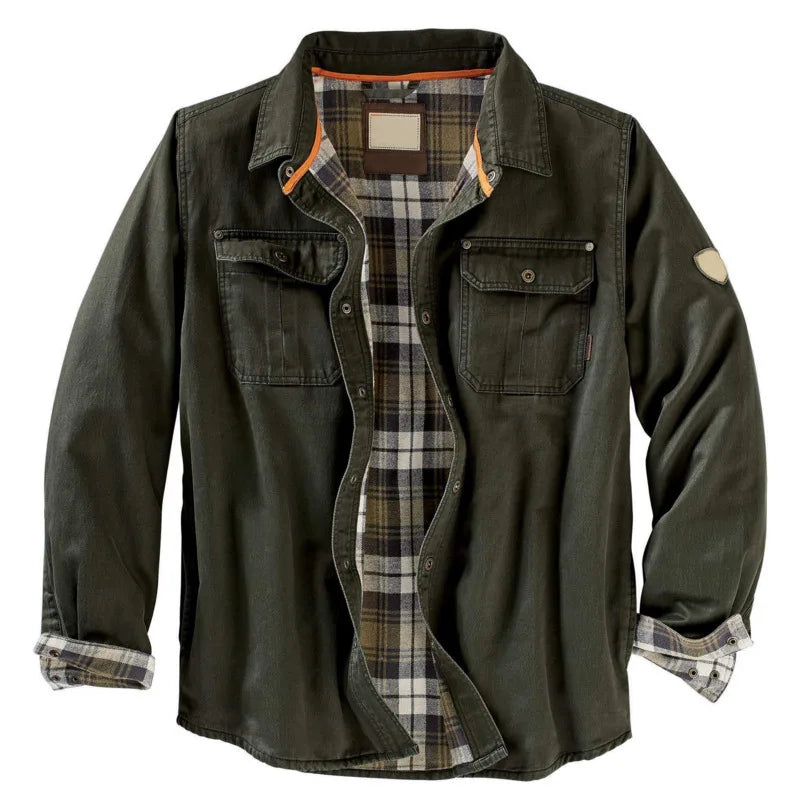 Sobrecamisa de algodón verde para hombre
