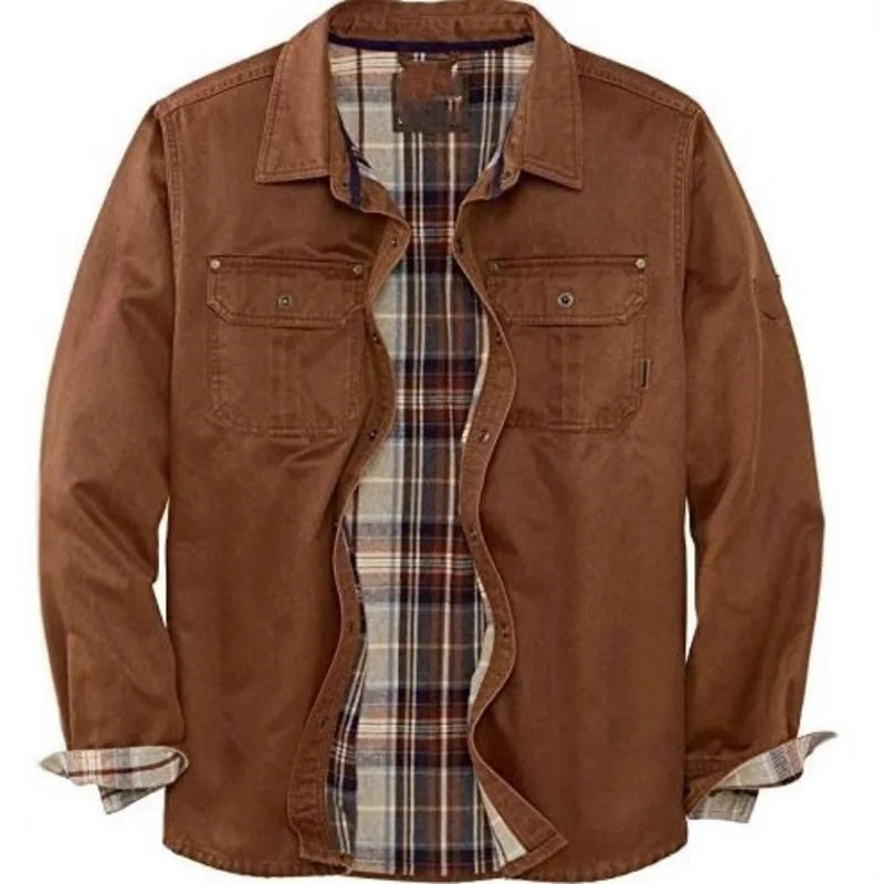 Sobrecamisa de algodón marrón para hombre