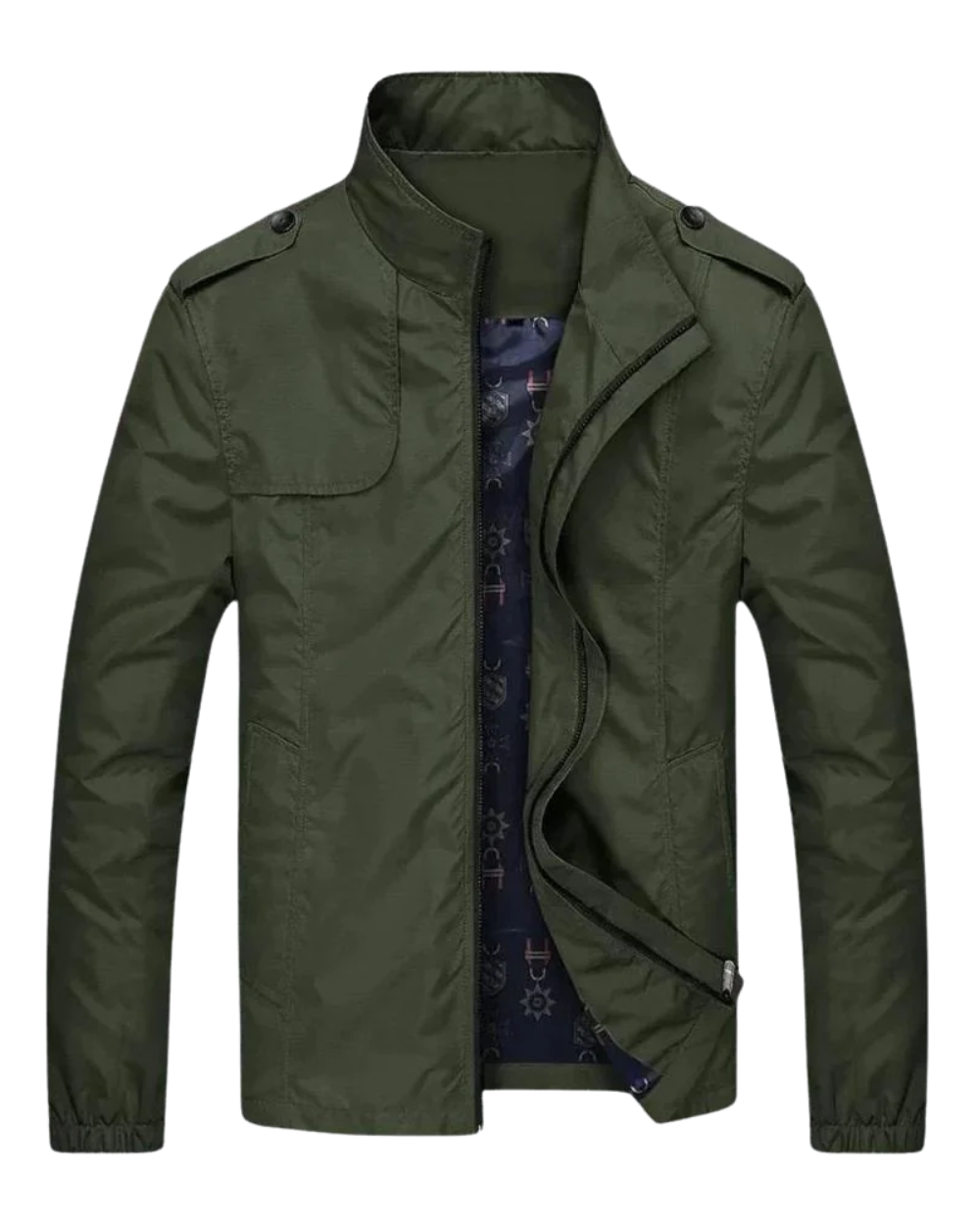 Chaqueta militar ligera verde para hombre