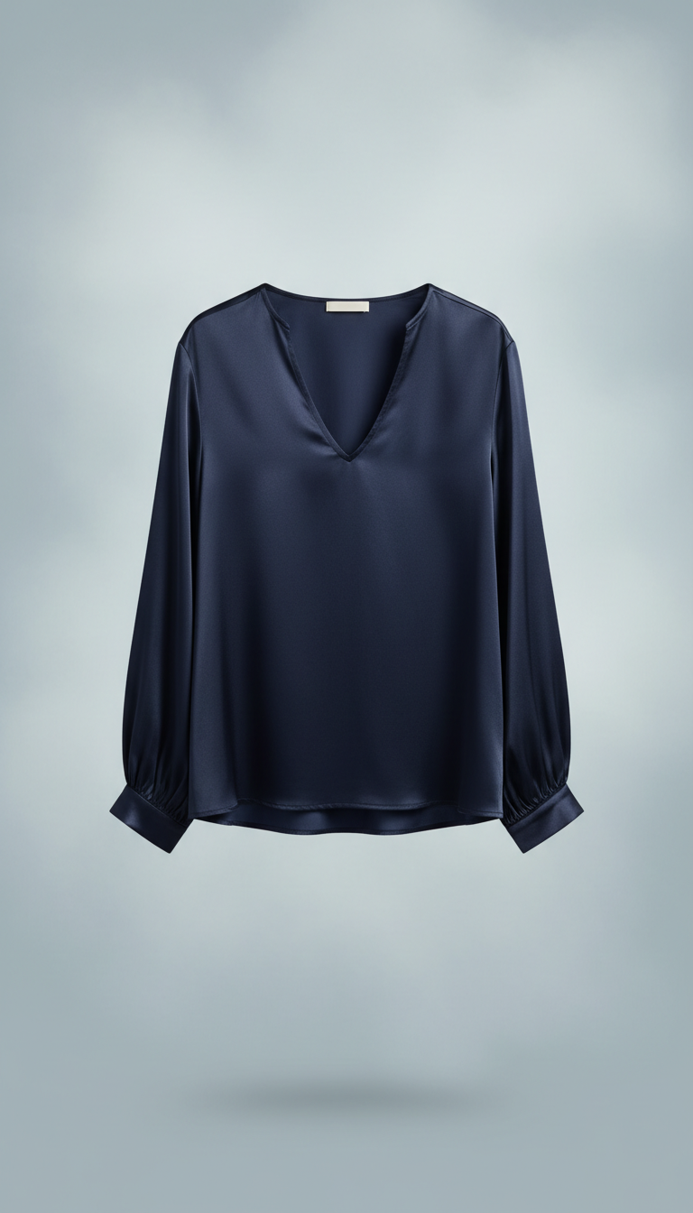 Blusa de seda Apolo Milano color azul marino