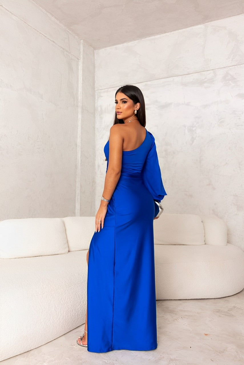 Vestido midi ALDONA en azul - detalle
